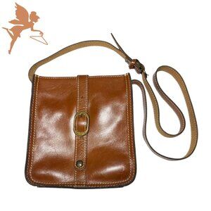 PATRICIA NASH Venizia brown Leather Buckle Front Crossbody Bag